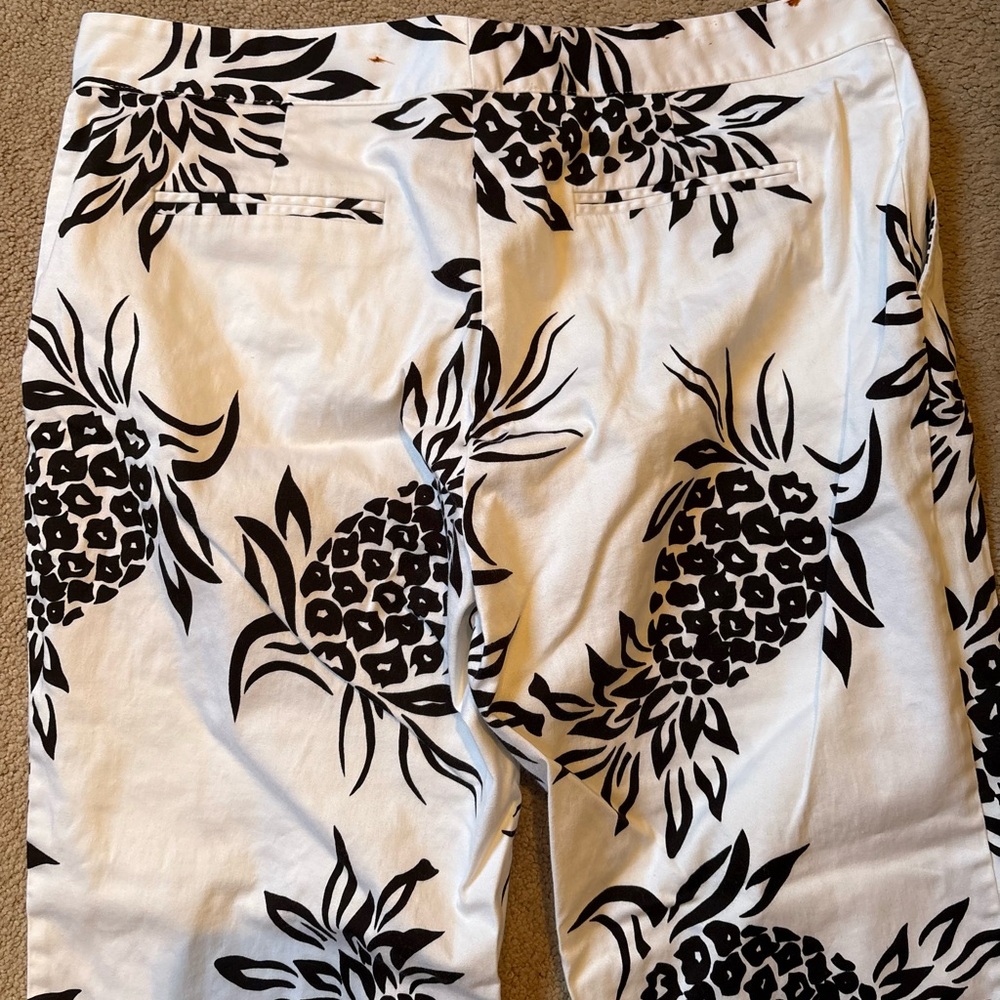 Skirtin Around, New Canaan CT Black & White Pineapple Cotton Blend Ankle Pants - Picture 8 of 10